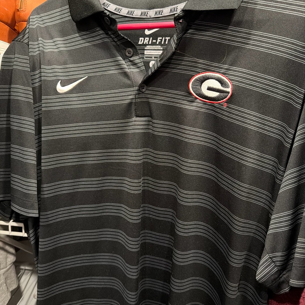 Nike UGA Georgia Bulldogs Black Striped Men's Polo Shirt